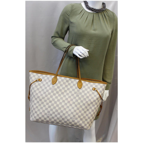 LOUIS VUITTON Neverfull GM Damier Azur Tote Shoulder Bag White-US
