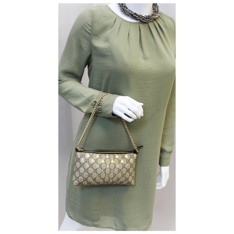 GUCCI Linea Bee GG Supreme Wristlet Handbag-US