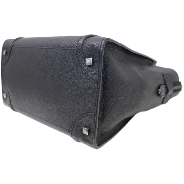 Celine Mini Luggage Black Leather Tote Bag - bottom view