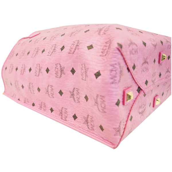 MCM Visetos Medium Shopper Tote Bag Pink - back view