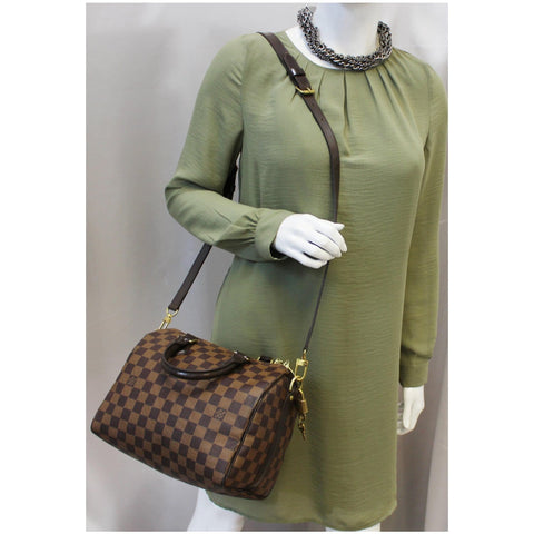 LOUIS VUITTON Speedy 25 Bandouliere Damier Ebene Shoulder Bag Brown