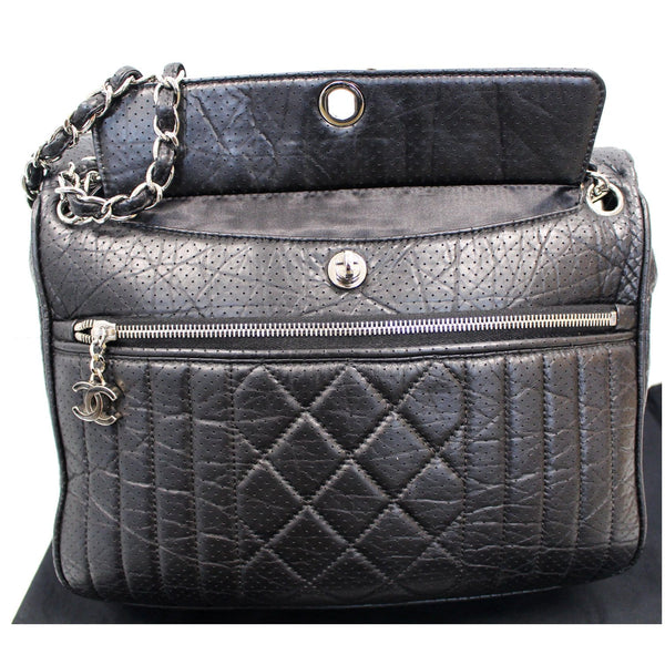 Chanel Calfskin Perforated 50's Bowler Bag - front side view\