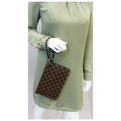 LOUIS VUITTON Damier Ebene Pochette Wristlet Pouch Neverfull GM-US