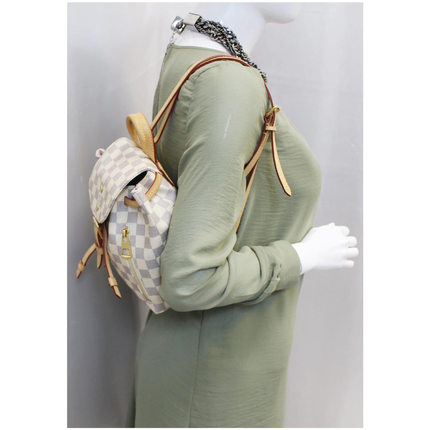 LOUIS VUITTON Sperone BB Damier Azur Backpack Bag White-US LOUIS VUITTON Sperone BB Damier Azur Backpack Bag White-US