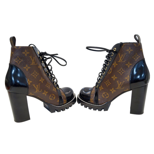 LOUIS VUITTON Star Trail Monogram Canvas/Patent Ankle Boot Brwon/Black US 8.5