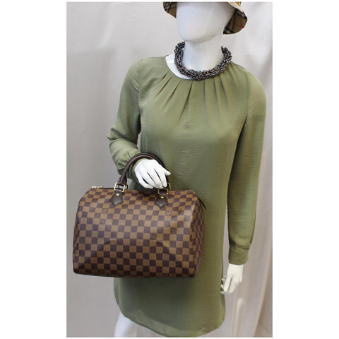 LOUIS VUITTON Speedy 30 Damier Ebene Satchel Bag Brown-US
