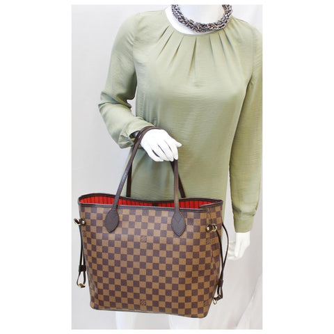LOUIS VUITTON Neverfull MM Damier Ebene Brown Tote Bag-US