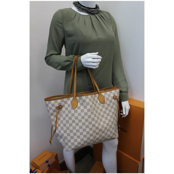 Louis Vuitton Neverfull MM Damier Azur Tote Bag White for women