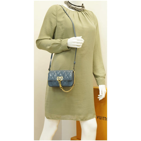 GIVENCHY GV3 Mini Quilted Leather Crossbody Bag Teal Blue