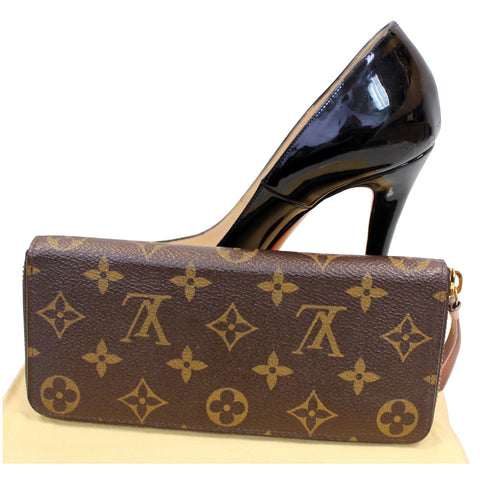 LOUIS VUITTON Clemence Monogram Canvas Wallet Brown