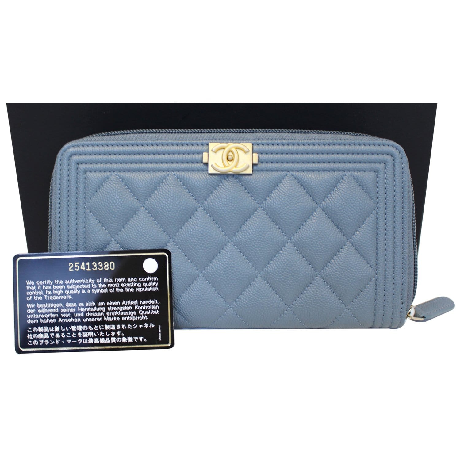 Chanel Blue Denim Zip Around Wallet