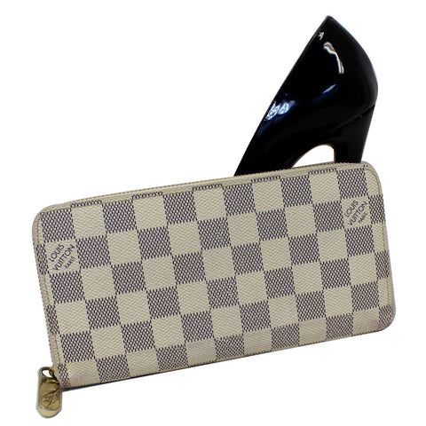 LOUIS VUITTON Zippy Damier Azur Long Wallet White