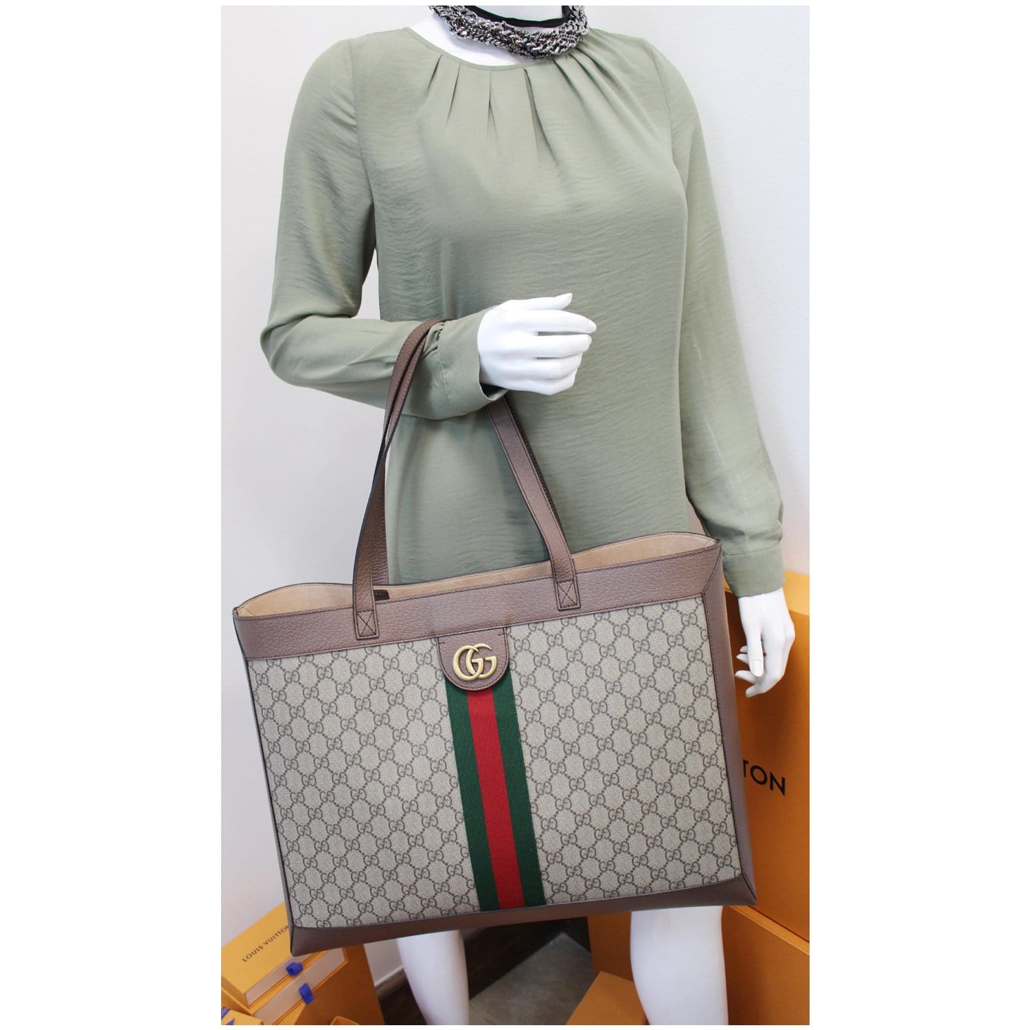 Gucci Ophidia Medium Soft GG Supreme Canvas Tote Bag
