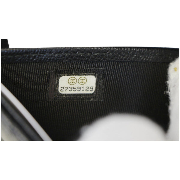 CHANEL Grained Leather Long Flap Wallet Silver-Tone Metal