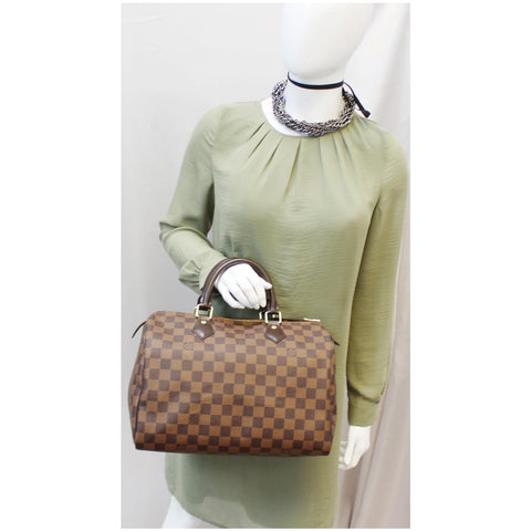 LOUIS VUITTON Speedy 30 Damier Ebene Satchel Bag Brown