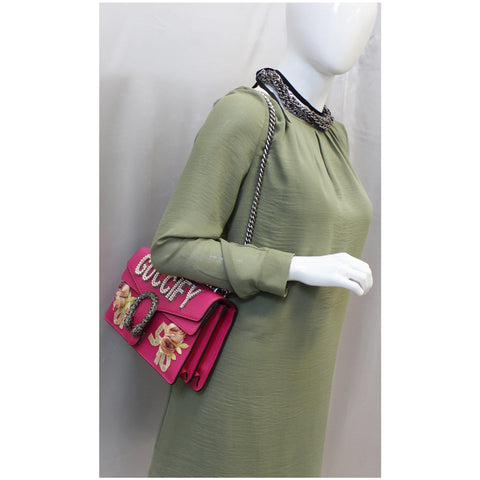Gucci Dionysus Small Guccify Grained Leather Bag Pink - Guccify shoulder bag