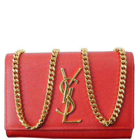 YVES SAINT LAURENT Kate Small Grain De Poudre Crossbody Bag Red