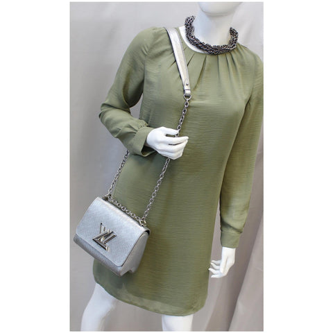 LOUIS VUITTON Twist PM Epi Leather Crossbody Bag Silver