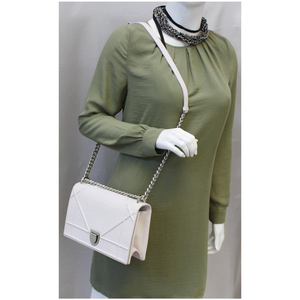 Christian Dior Flap Bag Diorama Leather Medium White for women