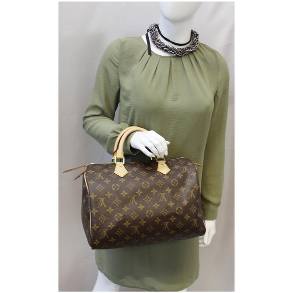 LOUIS VUITTON Speedy 30 Monogram Canvas Satchel Handbag Brown