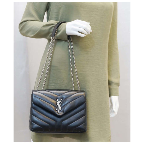 SAINT LAURENT Matelasse Loulou Monogram Calfskin Shoulder Bag Black-US