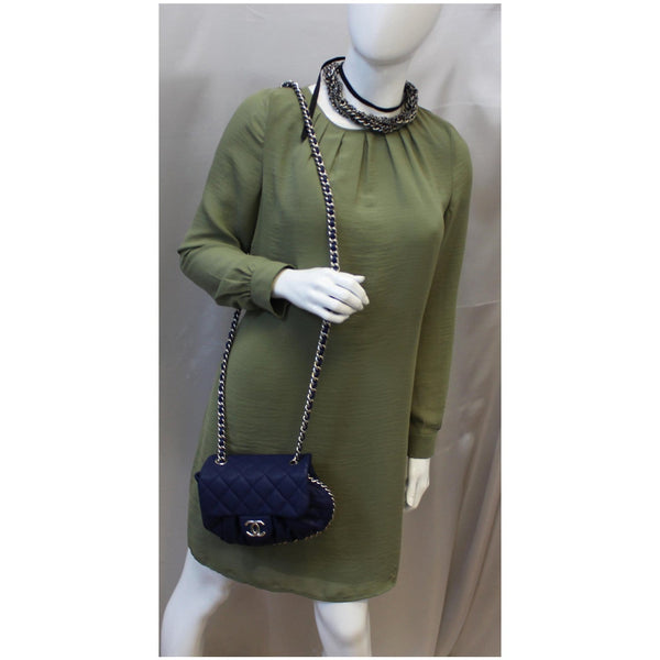 Chanel Chain Around Messenger Calfskin Crossbody Bag Navy Blue