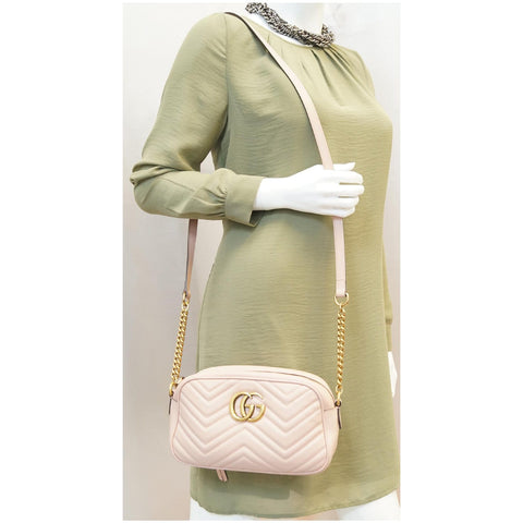GUCCI GG Marmont Matelasse Small Leather Crossbody Bag Pink-US