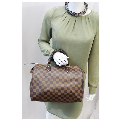 LOUIS VUITTON Speedy 30 Damier Ebene Brown Satchel Bag