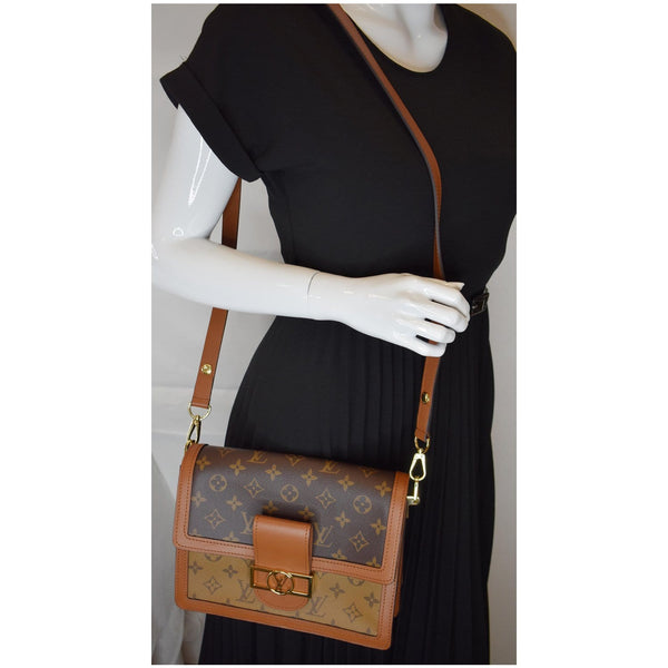 LOUIS VUITTON Dauphine MM Monogram Reverse Canvas Shoulder Bag Brown