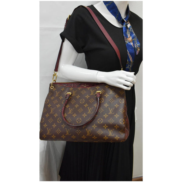 LOUIS VUITTON Pallas Python Monogram Canvas Shoulder Bag Bordeaux - Final Sale