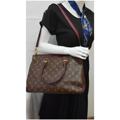 LOUIS VUITTON Pallas Python Monogram Canvas Shoulder Bag Bordeaux - Final Sale