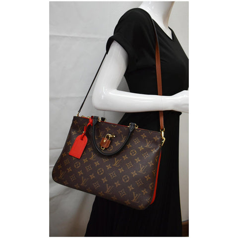 LOUIS VUITTON Millefeuille Monogram Canvas Satchel Bag Brown