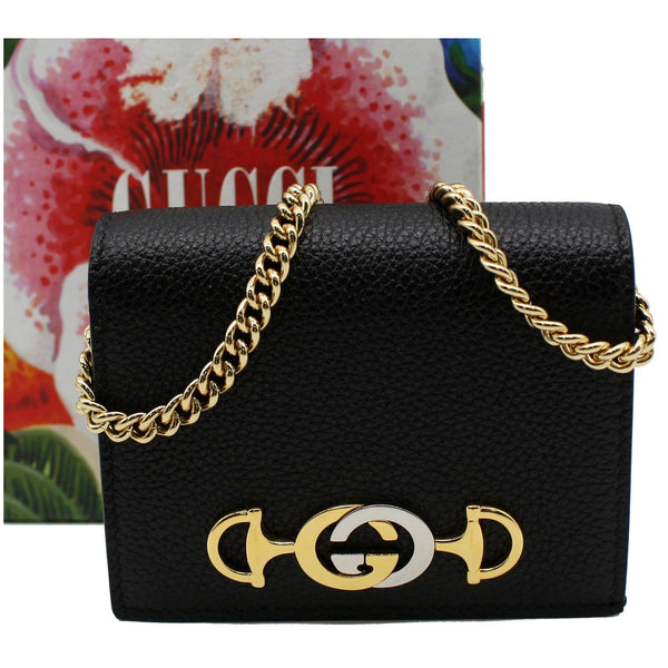 Gucci Zumi Mini Grainy Leather Chain Wallet - front preview