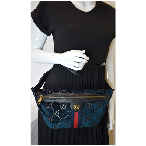 Gucci GG Monogram Velvet Belt Leather Bumbag Handbag