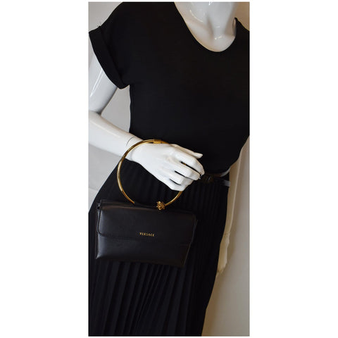 VERSACE Medusa Aeternitas Bangle Evening Charm Satchel Bag Black