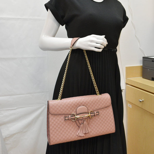 Gucci Emily Medium GG Guccissima Leather Chain Shoulder Bag