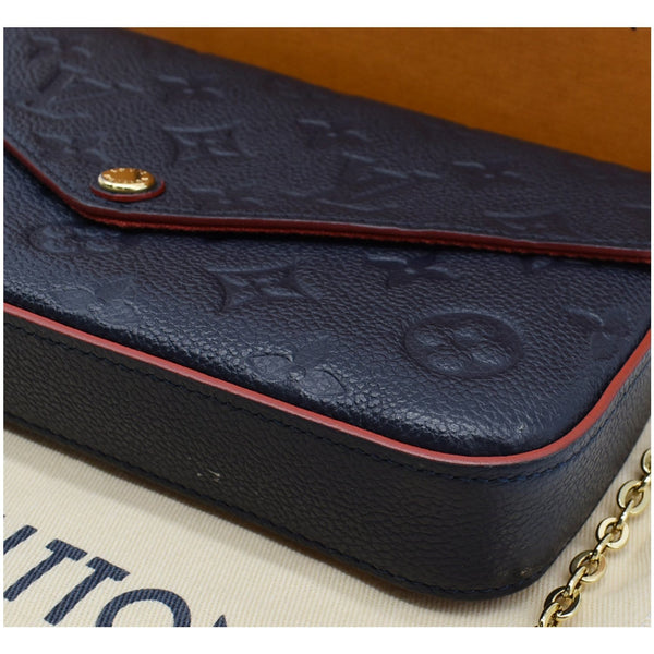 LOUIS VUITTON Felicie Pochette Monogram Empreinte Chain Wallet Navy Blue