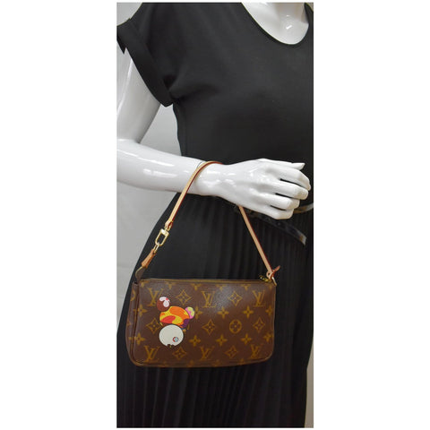 LOUIS VUITTON Murakami Panda Pochette Monogram Canvas Accessoires Pouch Brown