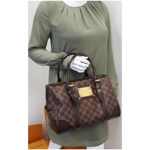 LOUIS VUITTON Berkeley Damier Ebene Satchel Bag Brown