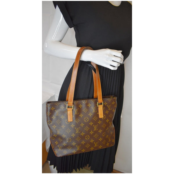 LOUIS VUITTON Cabas Piano Monogram Canvas Shoulder Bag Brown
