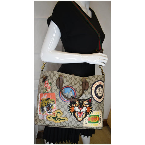 GUCCI Courrier Soft GG Supreme Tote Bag Beige 474083