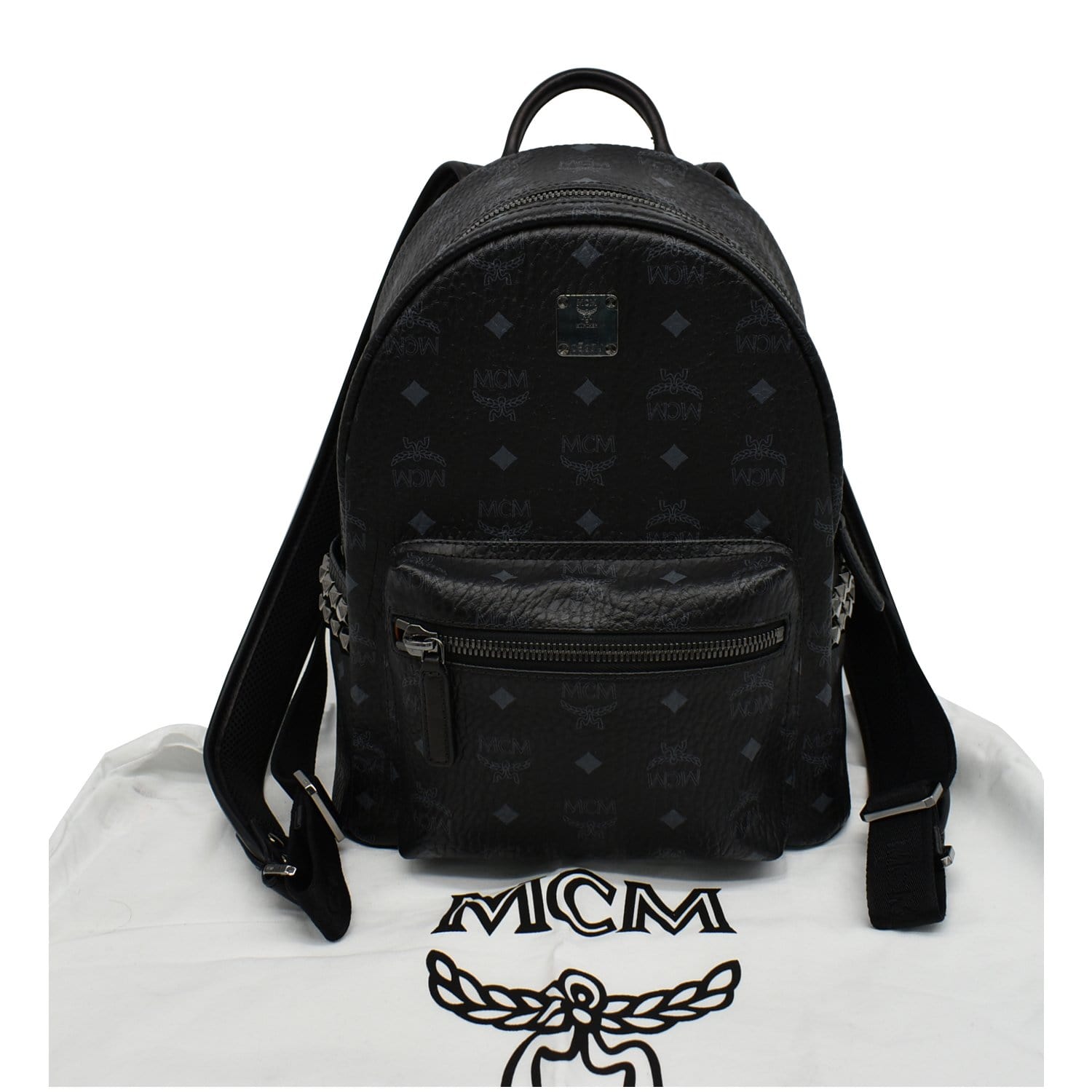 black mcm mini backpack MCM Stark Classic Small Visetos Canvas Backpack Bag Black