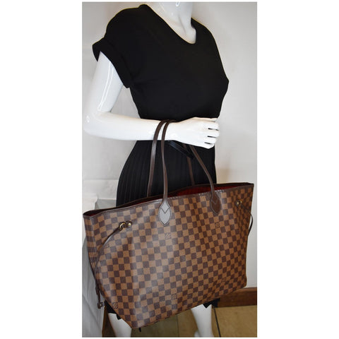 LOUIS VUITTON Neverfull GM Damier Ebene Shoulder Bag Brown