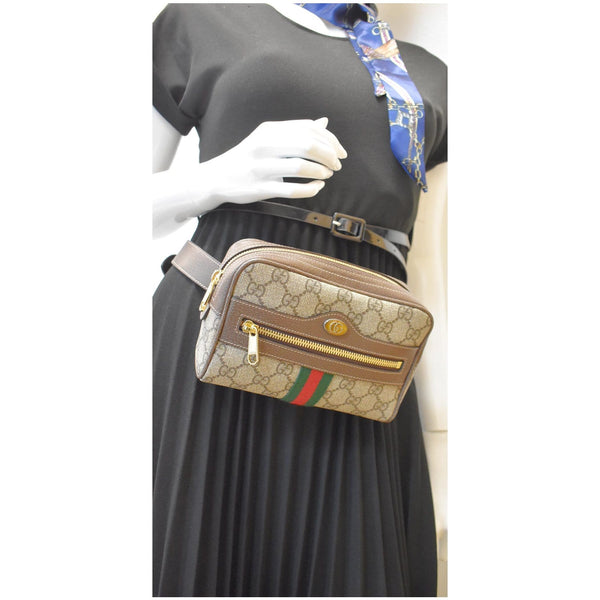 GUCCI Ophidia Small GG Supreme Canvas Web Belt Bag Brown 517076