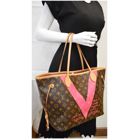 LOUIS VUITTON Neverfull MM V Grenade Monogram Canvas Shoulder Bag Brown