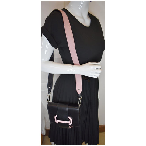 PRADA City Plex Ribbon Small Calfskin Shoulder Bag Black/Pink