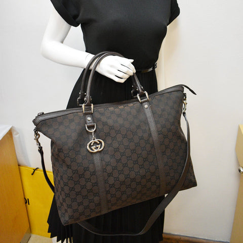 GUCCI GG Guccissima Canvas Leather Tote Brown | DDH