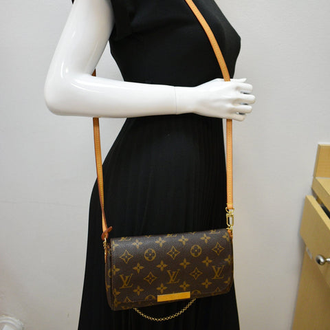 LOUIS VUITTON Favorite PM Monogram Canvas Crossbody Bag Brown