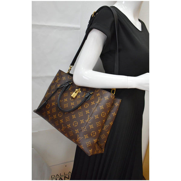 LOUIS VUITTON Flower Monogram Canvas Tote Bag Brown