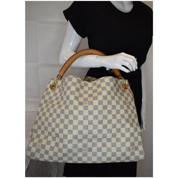 Louis Vuitton Artsy MM Damier Azur Shoulder Bag hand wear